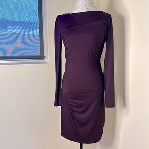 DVF long sleeve body-con ruched dress